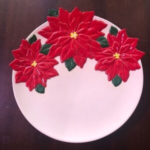 - Large Vintage Poinsettia Christmas Platter.